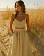 Sand Linen Cropped Top and Matching Skirt