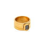 Coal Black 18k Gold Plated Stainless Steel Chunky Ring