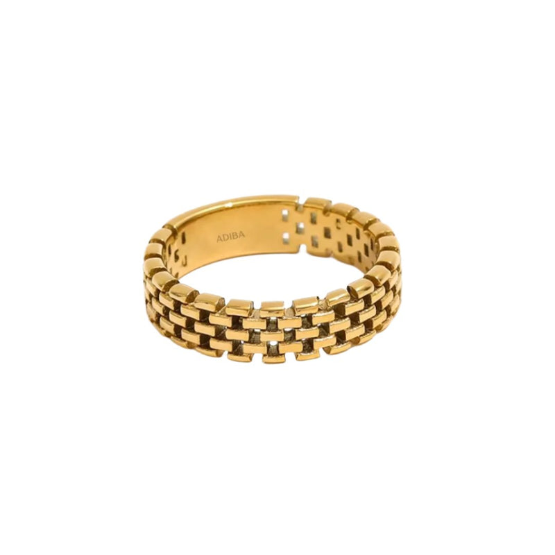 The Links Band 18k Gold Plated stainless Steel Ring