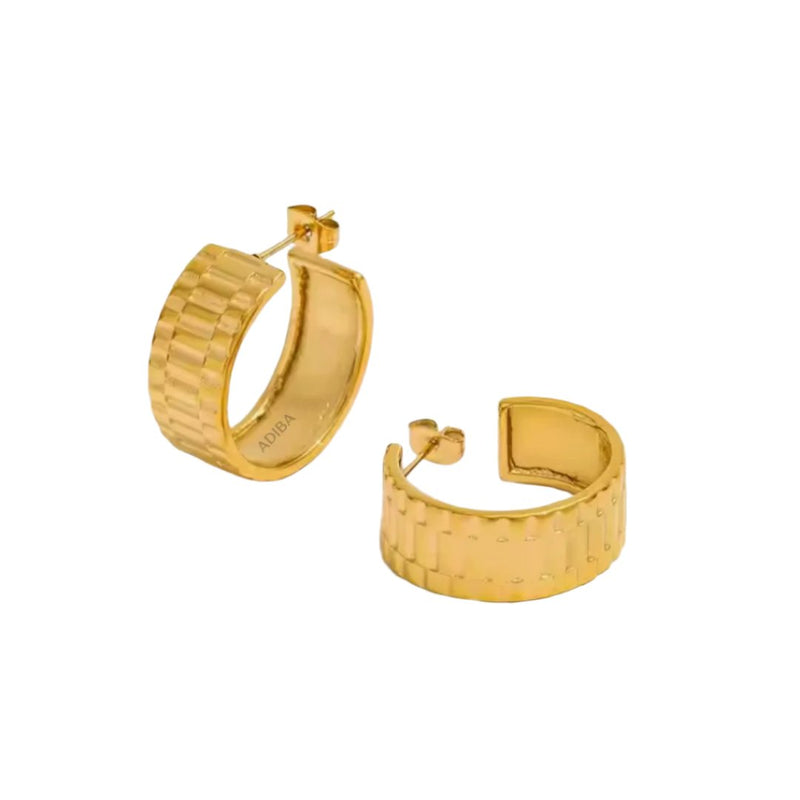 The textures 18k Gold plated Stainless Steel Hoop Earrings