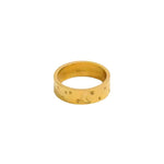 Moon and Stars Wide 18k Gold Plated Stainless Steel Ring