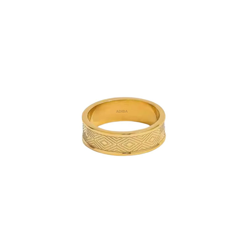 The Diamonds Pattern 18k Gold Plated Stainless Steel Ring