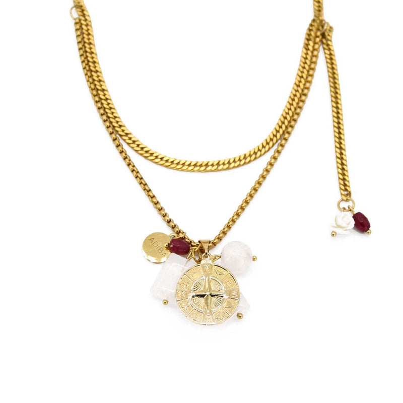 Rose Quartz Compass Necklace