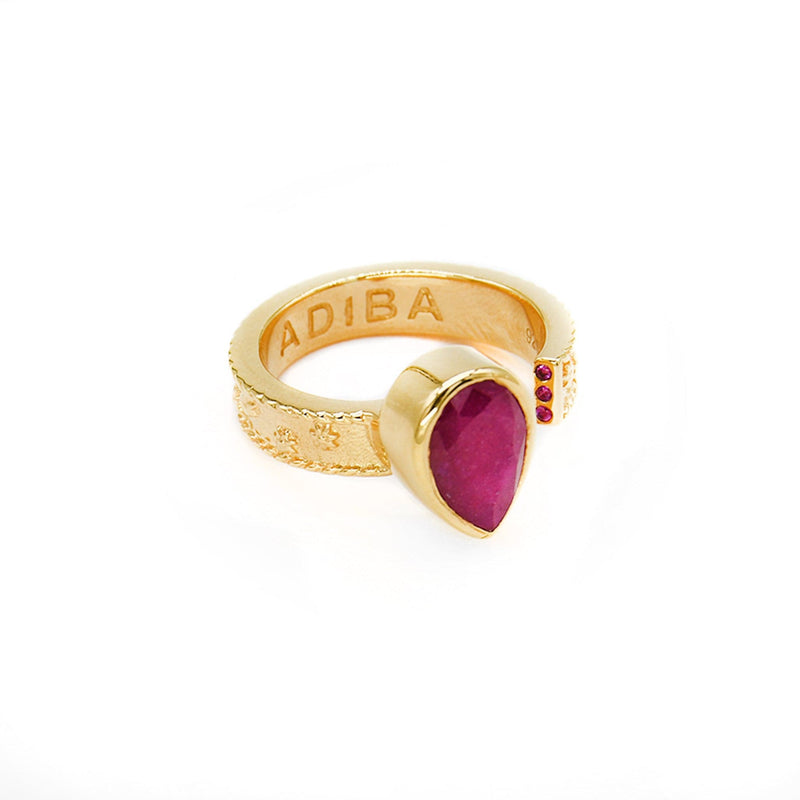Gold Ruby Vermeil Resizable Ring