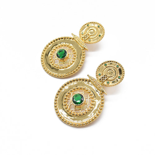 Gold Emerald Green ADIBA Vermeil Earrings