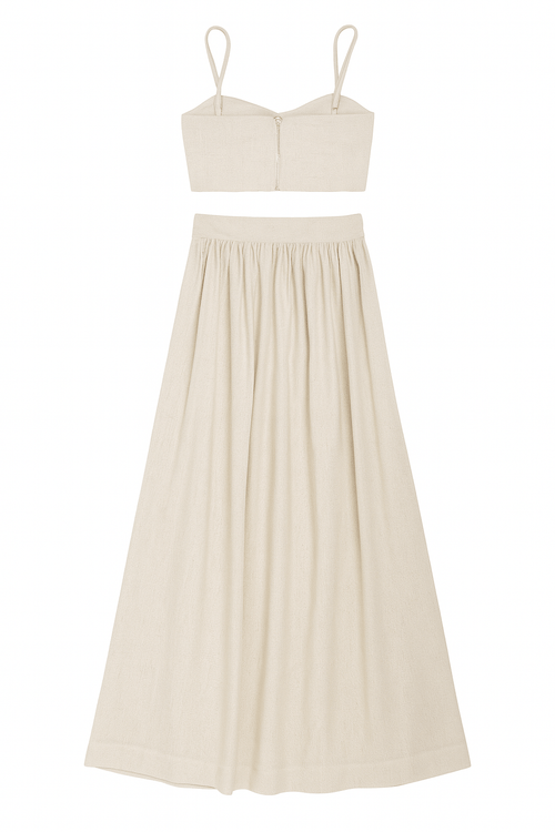 Sand Linen Cropped Top and Matching Skirt
