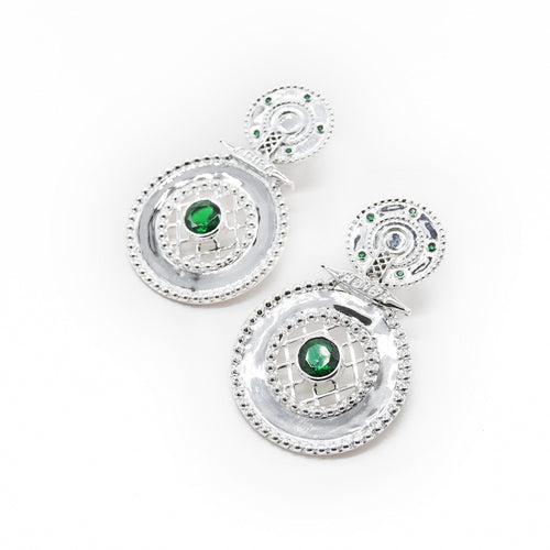 Silver Emerald Green ADIBA Earrings