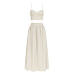 Sand Linen Cropped Top and Matching Skirt