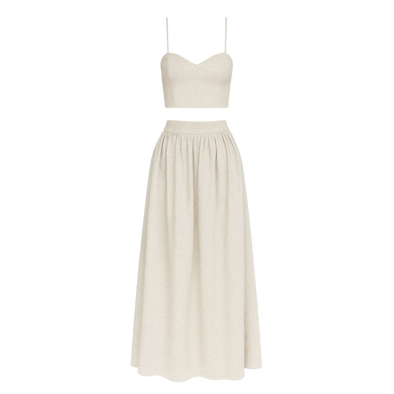 Sand Linen Cropped Top and Matching Skirt