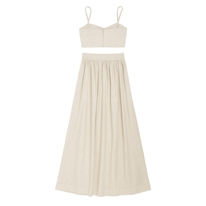Sand Linen Cropped Top and Matching Skirt