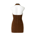 Mahogany Bloom Suede Dress