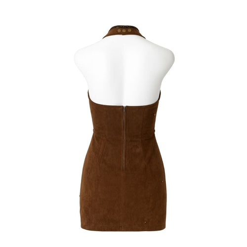 Mahogany Bloom Suede Dress