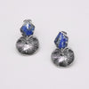 Rhodium Lapis Lazuli Gemstone Lotus Earring