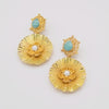Natural Amazonite Pearl Floral Earring
