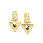 22k Gold Plated Blue Jade Goddess Earring