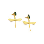 Chrome Green Quartz Dragonfly Earring