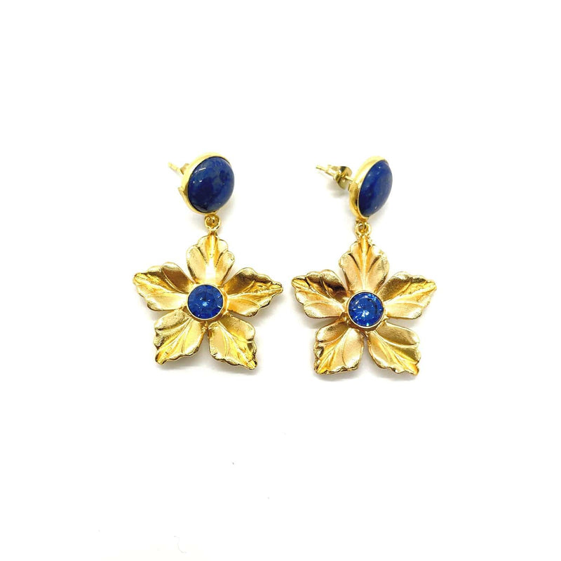 Floral Sapphire & Lapis Lazuli Earrings