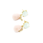 Green Chalcedony & Pink Shell Pearl Musical Earring