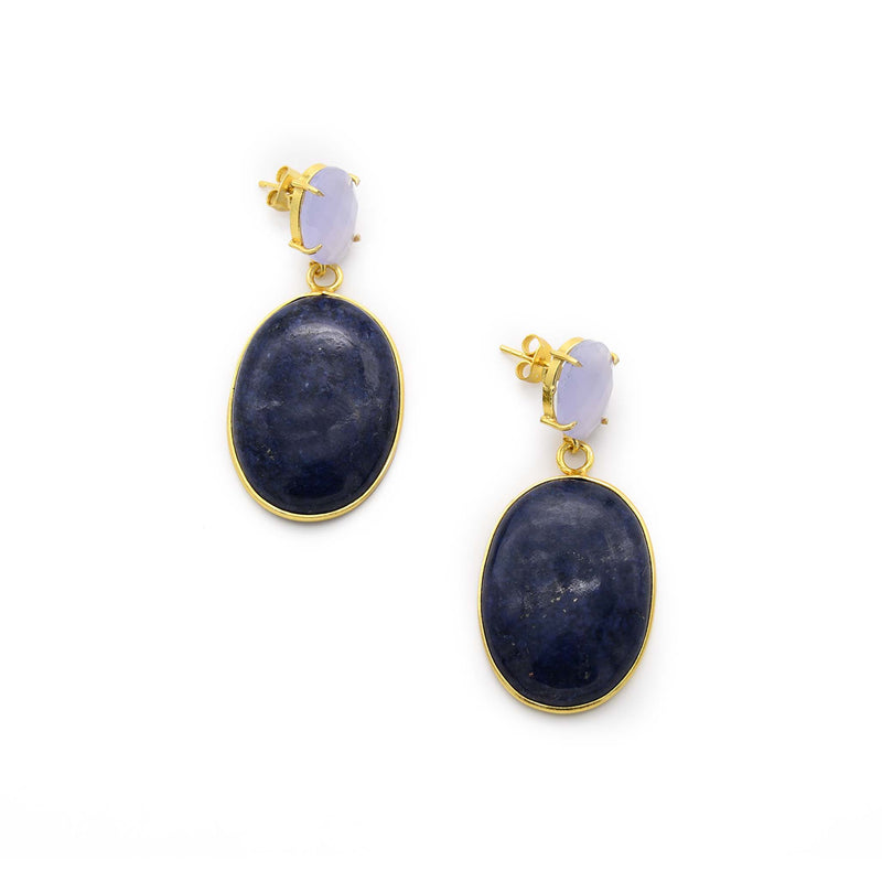 Lavender Chalcedony & Lapis Lazuli Earring