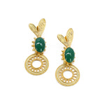 Natural Green Onyx Gemstone Leaves Earring