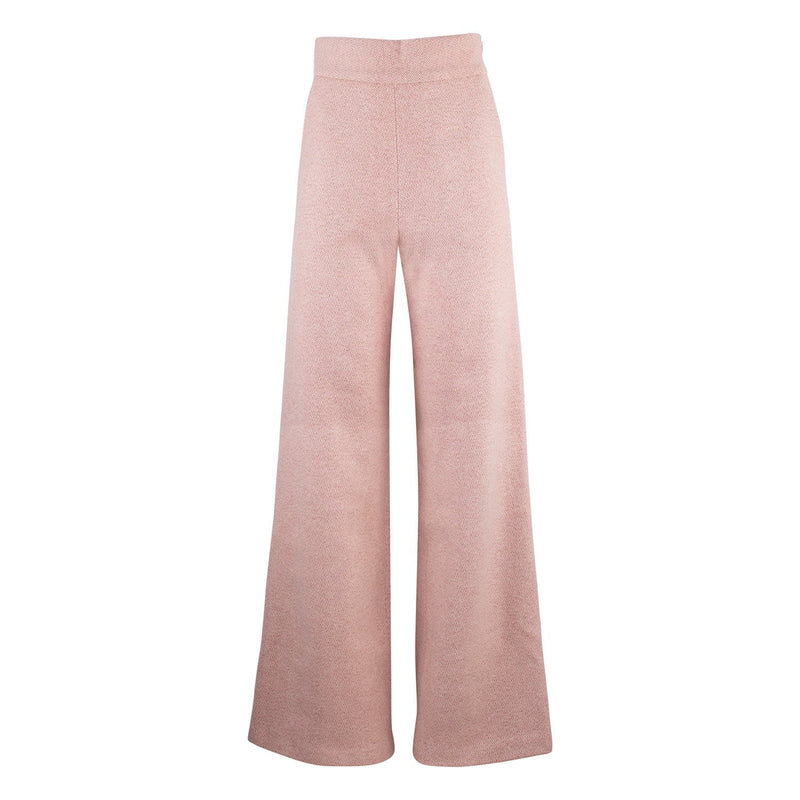 Jacquard Rose Pink Flared Pants