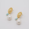 Amazonite & Shell Pearl Sunflower Earring